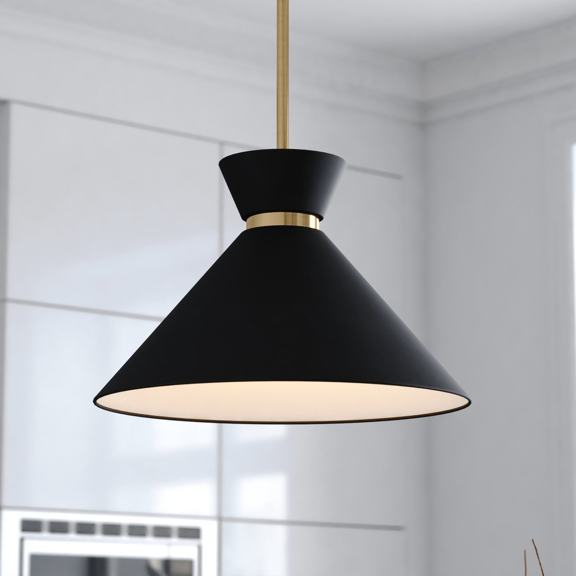Racine 15 - in 1 Light Pendant Matte Black,White and Natural Brass - Orvon Lighting