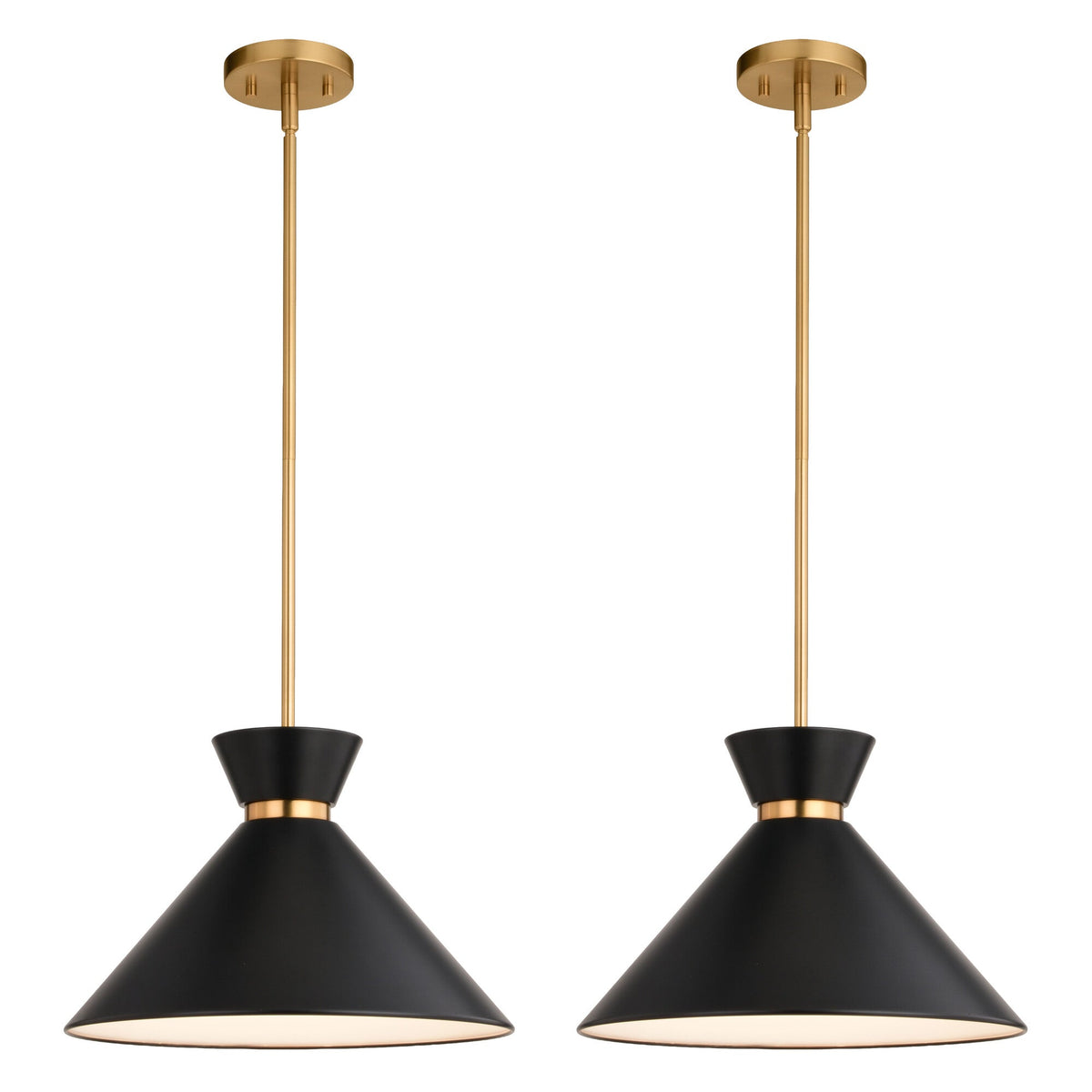 Racine 15 - in 1 Light Pendant Matte Black,White and Natural Brass - Orvon Lighting