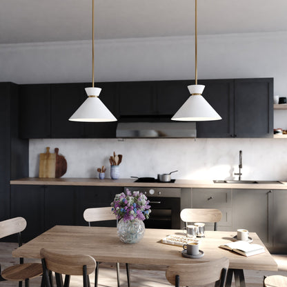 Racine 15 - in 1 Light Pendant Matte Black,White and Natural Brass - Orvon Lighting
