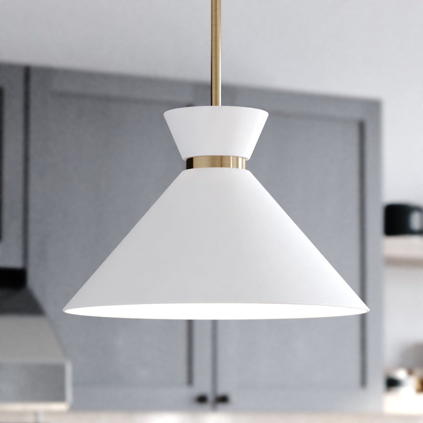 Racine 15 - in 1 Light Pendant Matte Black,White and Natural Brass - Orvon Lighting