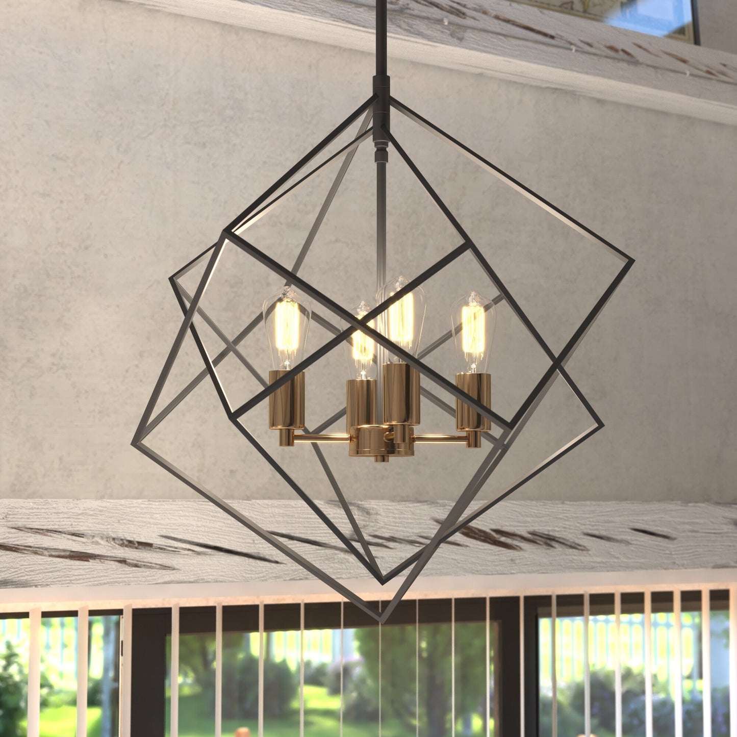Rad 23.5 - in. 4 Light Pendant Black and Natural Brass,Satin Nickel - Orvon Lighting