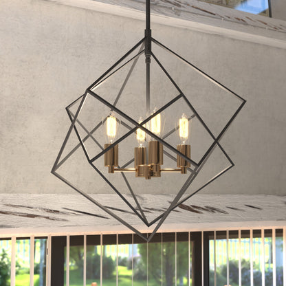 Rad 23.5 - in. 4 Light Pendant Black and Natural Brass,Satin Nickel - Orvon Lighting