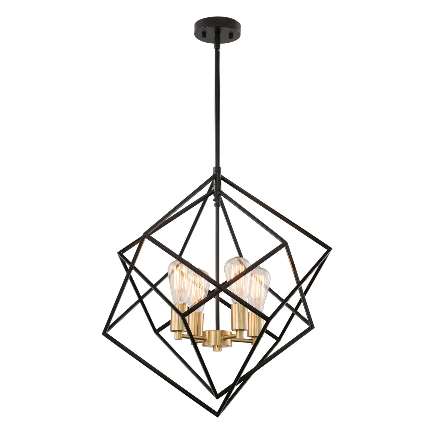 Rad 23.5 - in. 4 Light Pendant Black and Natural Brass,Satin Nickel - Orvon Lighting