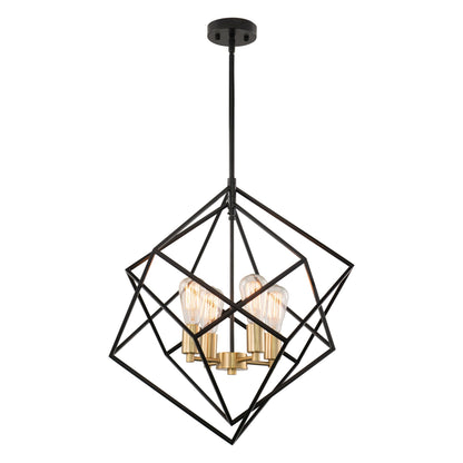 Rad 23.5 - in. 4 Light Pendant Black and Natural Brass,Satin Nickel - Orvon Lighting