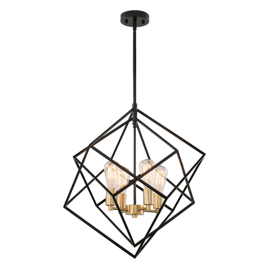 Rad 23.5 - in. 4 Light Pendant Black and Natural Brass,Satin Nickel - Orvon Lighting