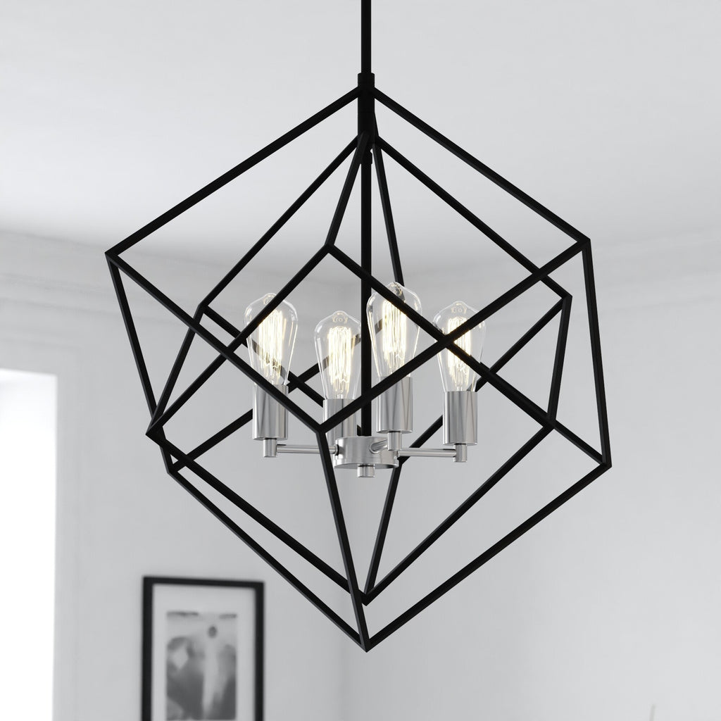 Rad 23.5 - in. 4 Light Pendant Black and Natural Brass,Satin Nickel - Orvon Lighting