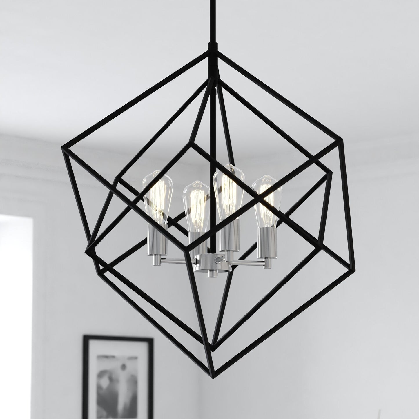 Rad 23.5 - in. 4 Light Pendant Black and Natural Brass,Satin Nickel - Orvon Lighting