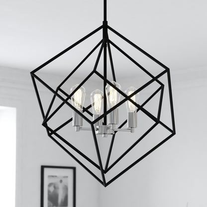 Rad 23.5 - in. 4 Light Pendant Black and Natural Brass,Satin Nickel - Orvon Lighting