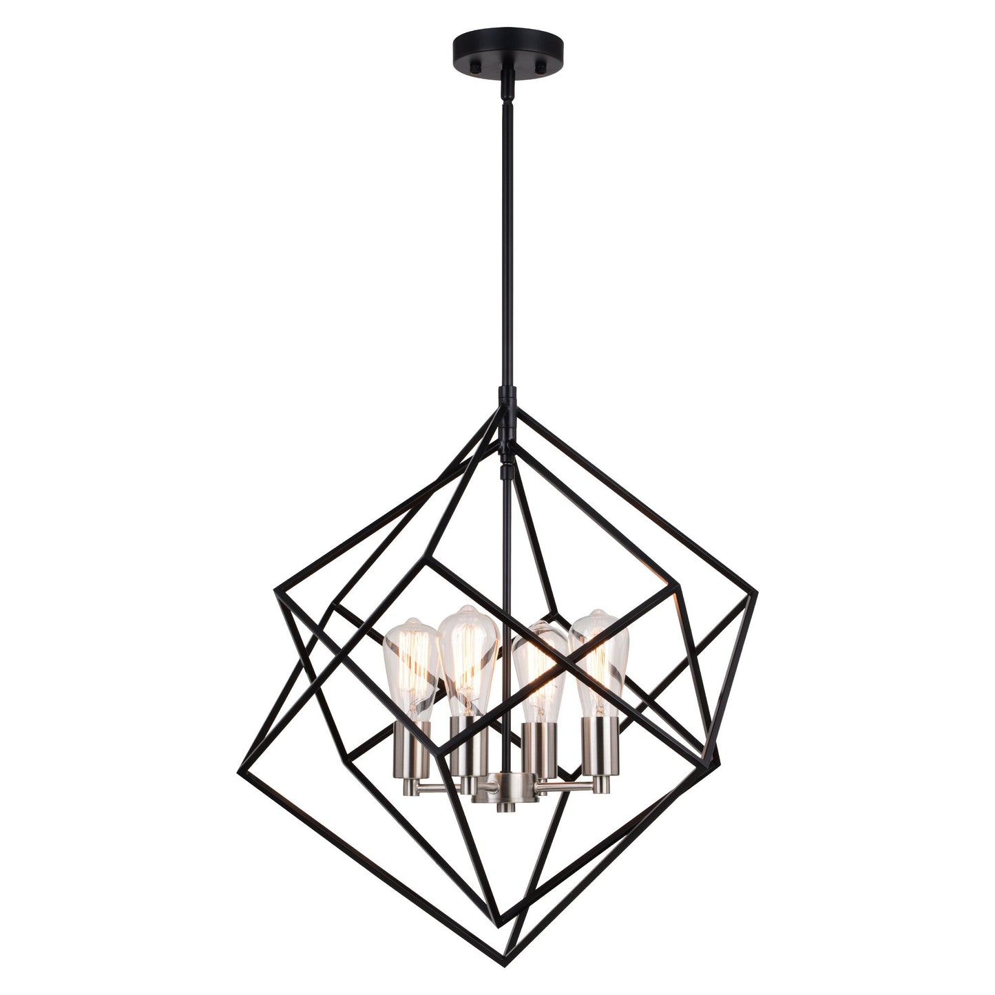 Rad 23.5 - in. 4 Light Pendant Black and Natural Brass,Satin Nickel - Orvon Lighting