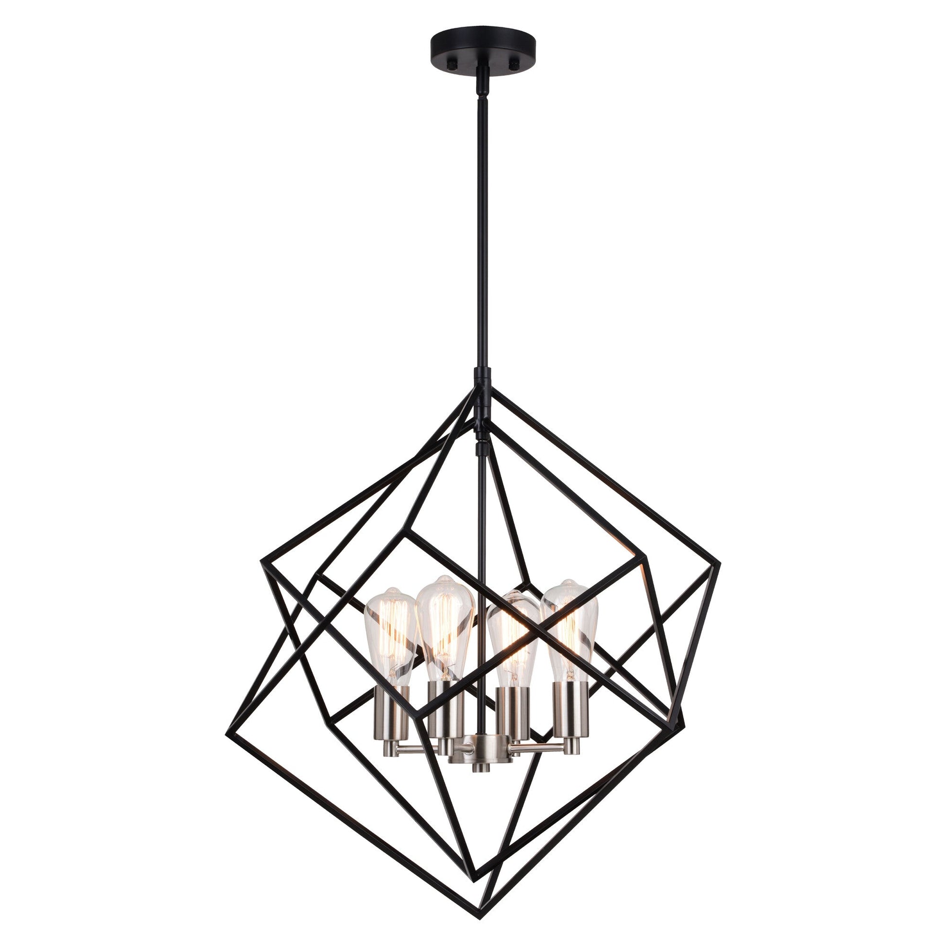 Rad 23.5 - in. 4 Light Pendant Black and Natural Brass,Satin Nickel - Orvon Lighting