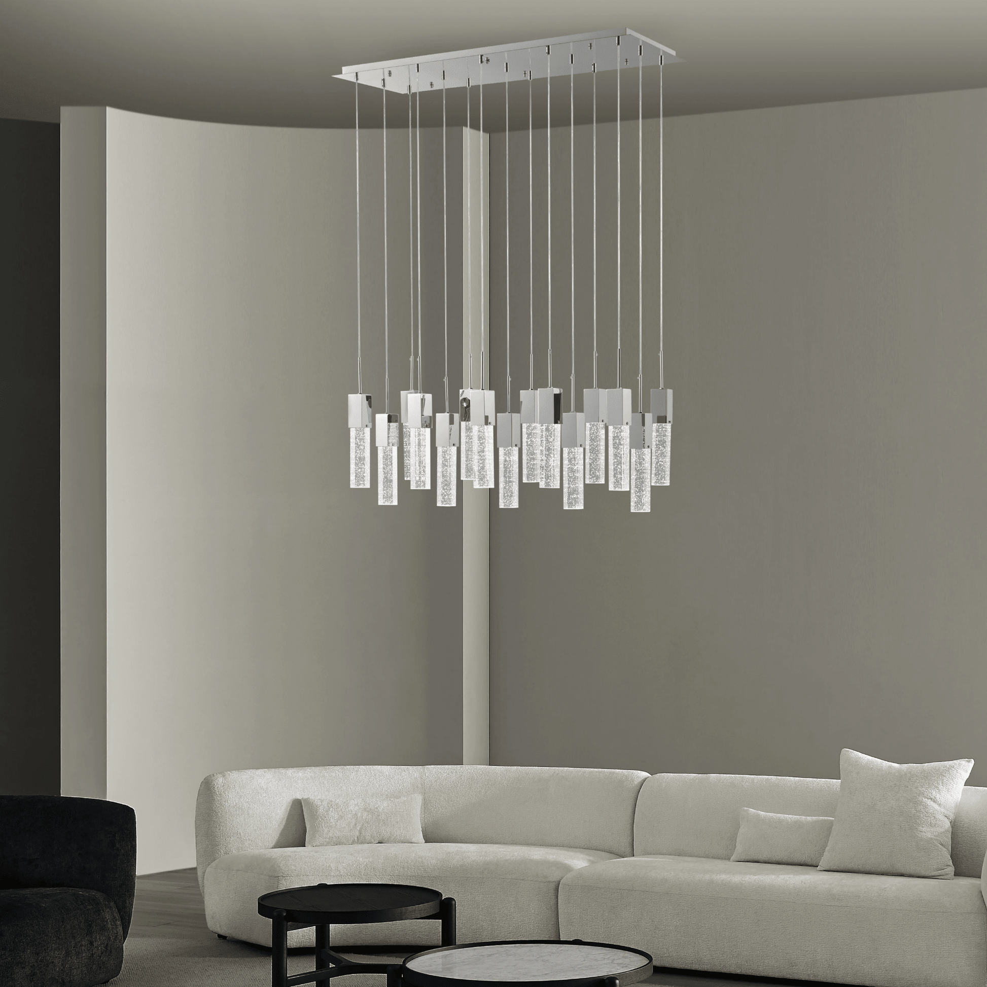 Rectangular Crystal Chandelier 15 Light - Orvon Lighting