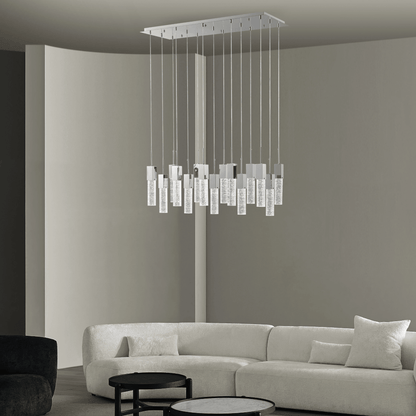 Rectangular Crystal Chandelier 15 Light - Orvon Lighting