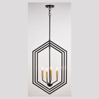 Riley 18 - in. 4 Light Pendant Black and Satin Brass - Orvon Lighting
