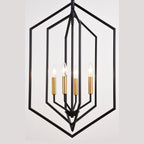Riley 18 - in. 4 Light Pendant Black and Satin Brass - Orvon Lighting