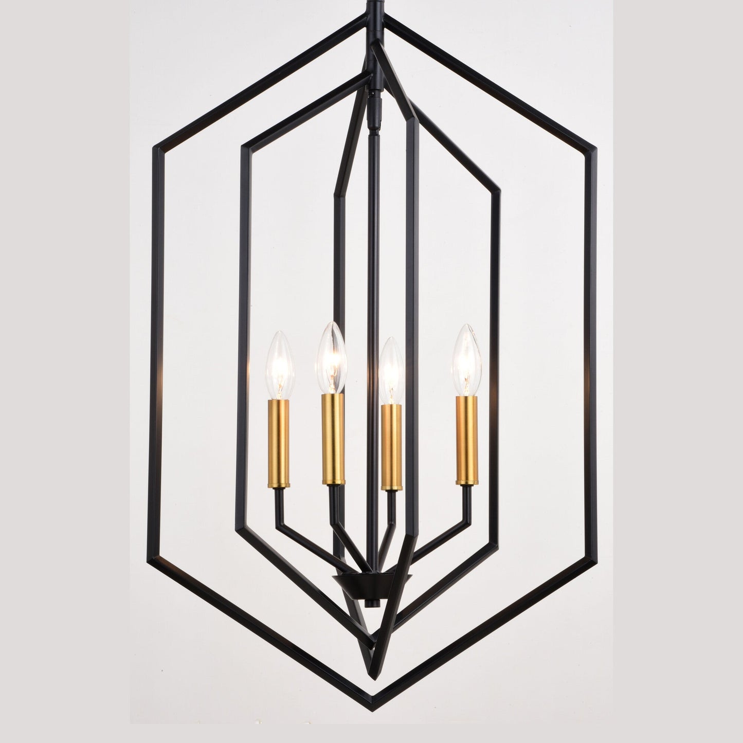 Riley 18 - in. 4 Light Pendant Black and Satin Brass - Orvon Lighting