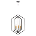 Riley 18 - in. 4 Light Pendant Black and Satin Brass - Orvon Lighting