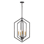Riley 18 - in. 4 Light Pendant Black and Satin Brass - Orvon Lighting