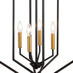 Riley 18 - in. 4 Light Pendant Black and Satin Brass - Orvon Lighting
