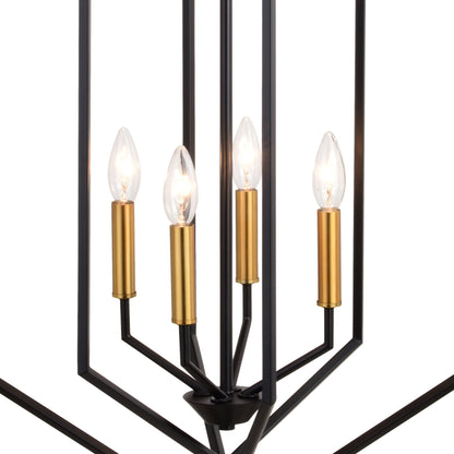 Riley 18 - in. 4 Light Pendant Black and Satin Brass - Orvon Lighting