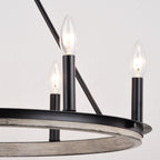 Russel 24.75 - in. 6 Light Chandelier Matte Black and Weathered Gray - Orvon Lighting