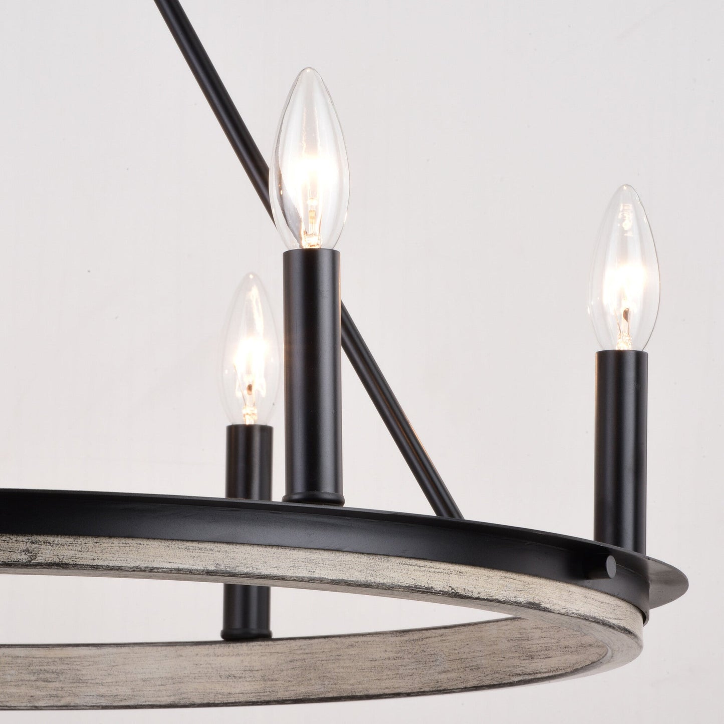 Russel 24.75 - in. 6 Light Chandelier Matte Black and Weathered Gray - Orvon Lighting