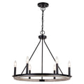 Russel 24.75 - in. 6 Light Chandelier Matte Black and Weathered Gray - Orvon Lighting