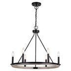 Russel 24.75 - in. 6 Light Chandelier Matte Black and Weathered Gray - Orvon Lighting