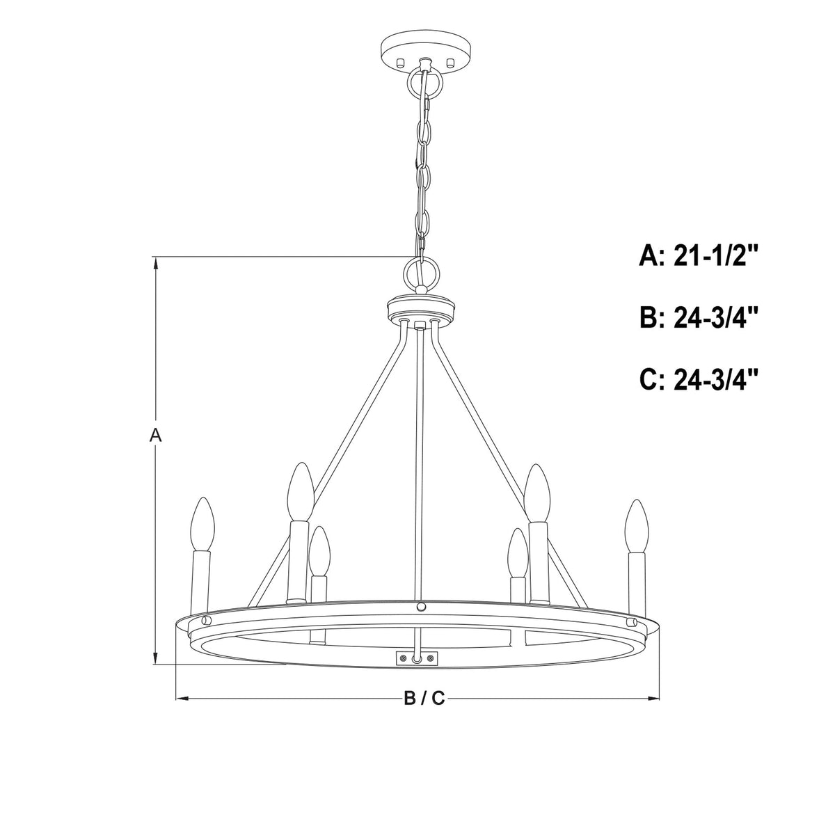 Russel 24.75 - in. 6 Light Chandelier Matte Black and Weathered Gray - Orvon Lighting