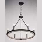 Russel 24.75 - in. 6 Light Chandelier Matte Black and Weathered Gray - Orvon Lighting