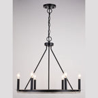 Russel 24.75 - in. 6 Light Chandelier Matte Black and Weathered Gray - Orvon Lighting