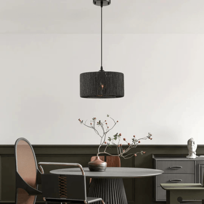 Steel and Ropes with Shade Pendant Black - Orvon Lighting
