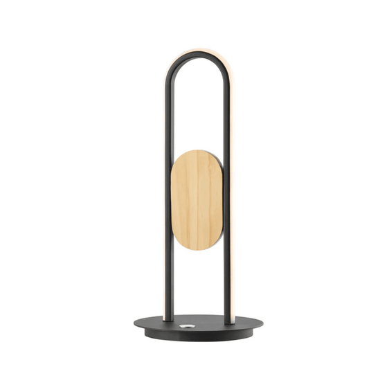 Table Lamp Satin Black & Wood - Orvon Lighting