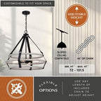 Taylor 24 - in. 4 Light Pendant Textured Black and Ash Gray - Orvon Lighting