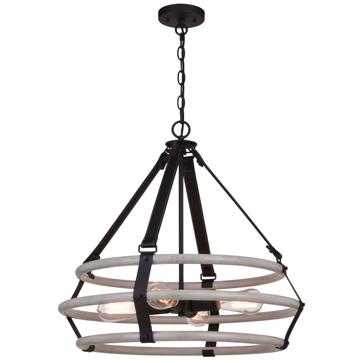 Taylor 24 - in. 4 Light Pendant Textured Black and Ash Gray - Orvon Lighting