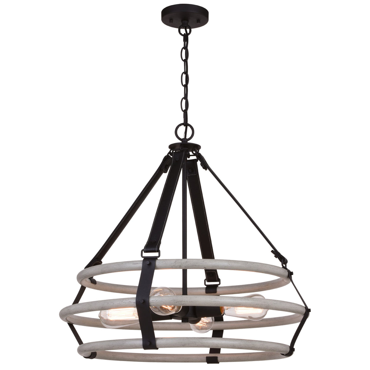 Taylor 24 - in. 4 Light Pendant Textured Black and Ash Gray - Orvon Lighting
