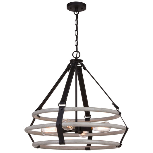 Taylor 24 - in. 4 Light Pendant Textured Black and Ash Gray - Orvon Lighting