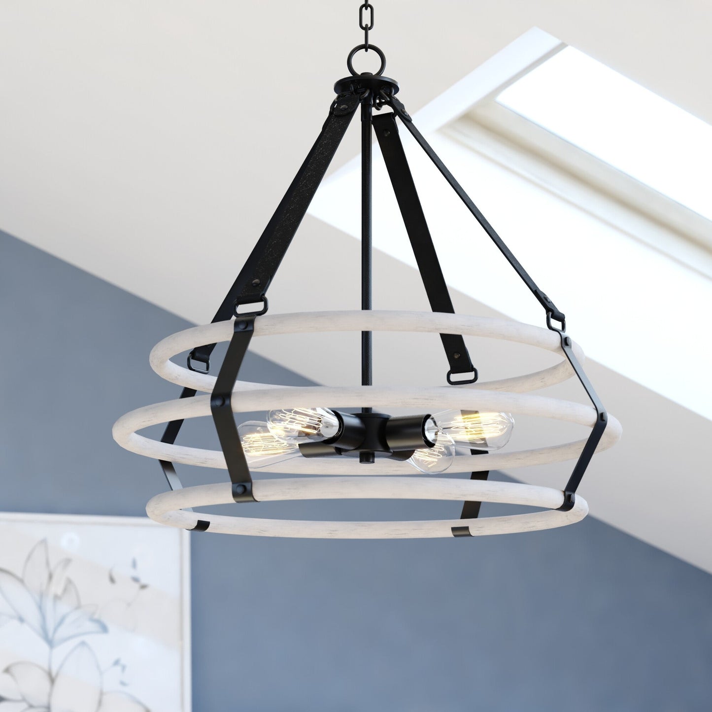 Taylor 24 - in. 4 Light Pendant Textured Black and Ash Gray - Orvon Lighting