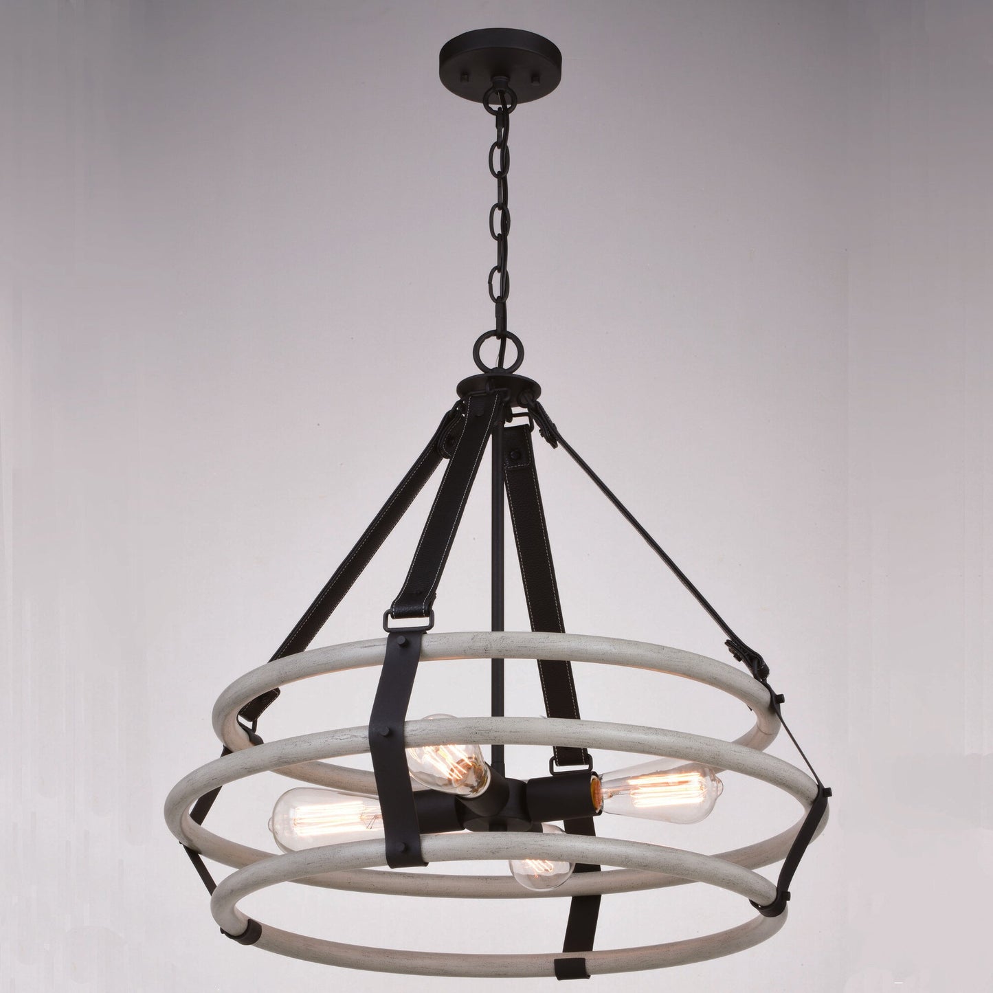 Taylor 24 - in. 4 Light Pendant Textured Black and Ash Gray - Orvon Lighting