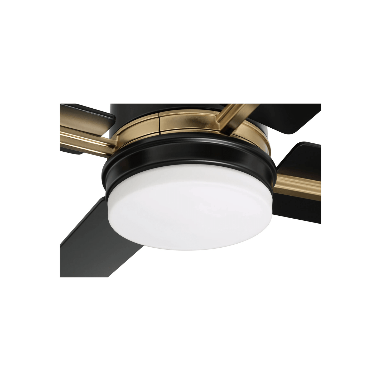 Teana 52 inch Flat Black and Satin Brass with Flat Black/Mesquite Blades Ceiling Fan - Orvon Lighting