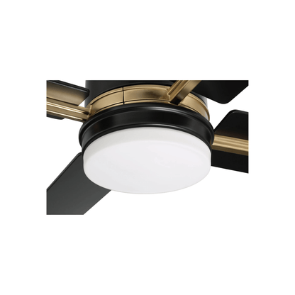 Teana 52 inch Flat Black and Satin Brass with Flat Black/Mesquite Blades Ceiling Fan - Orvon Lighting