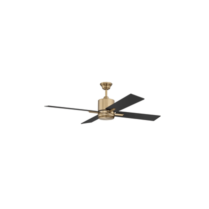 Teana 52 inch Flat Black and Satin Brass with Flat Black/Mesquite Blades Ceiling Fan - Orvon Lighting