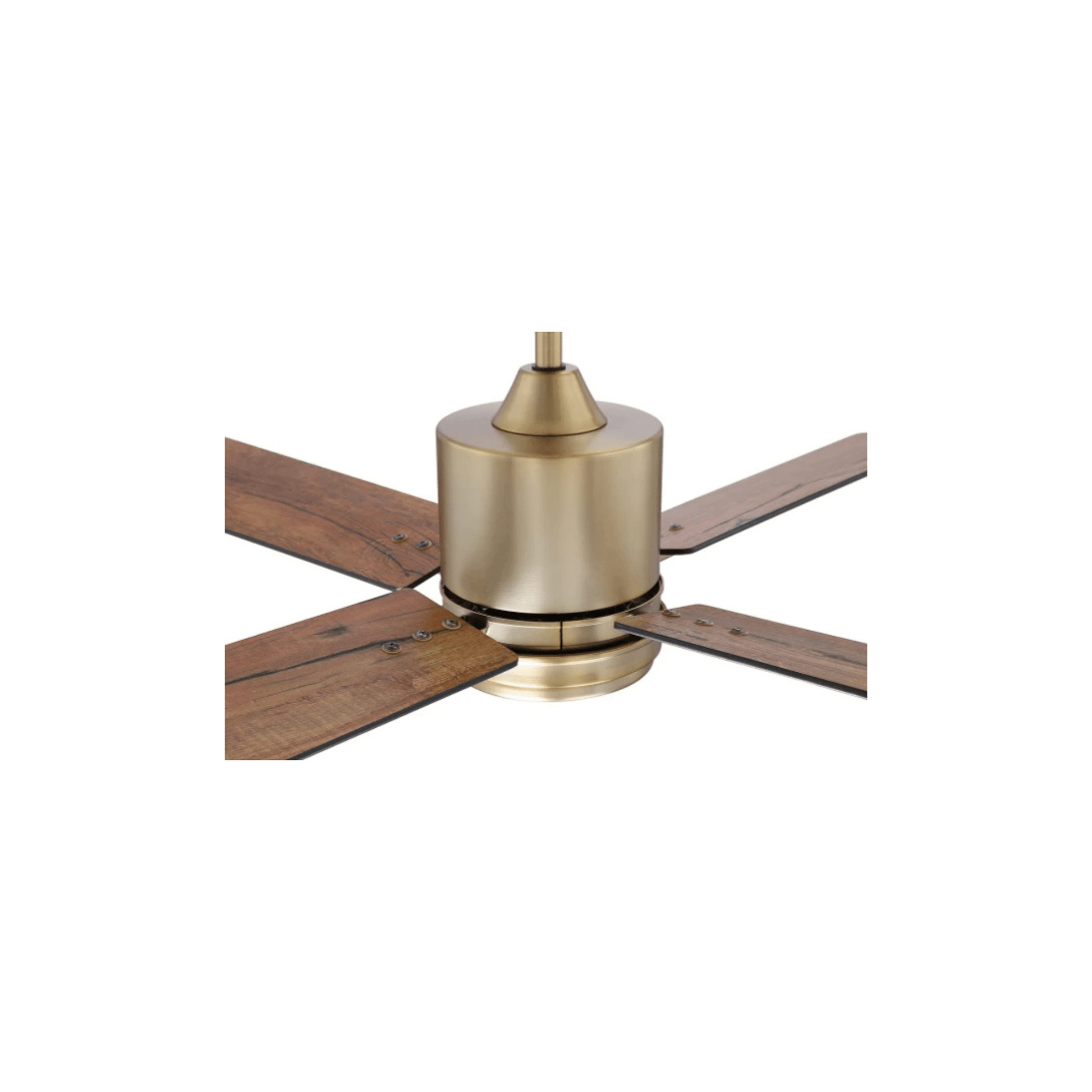 Teana 52 inch Flat Black and Satin Brass with Flat Black/Mesquite Blades Ceiling Fan - Orvon Lighting