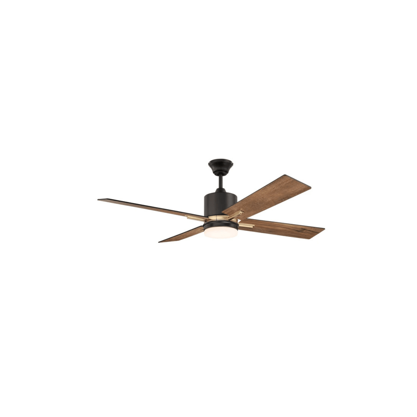 Teana 52 inch Flat Black and Satin Brass with Flat Black/Mesquite Blades Ceiling Fan - Orvon Lighting