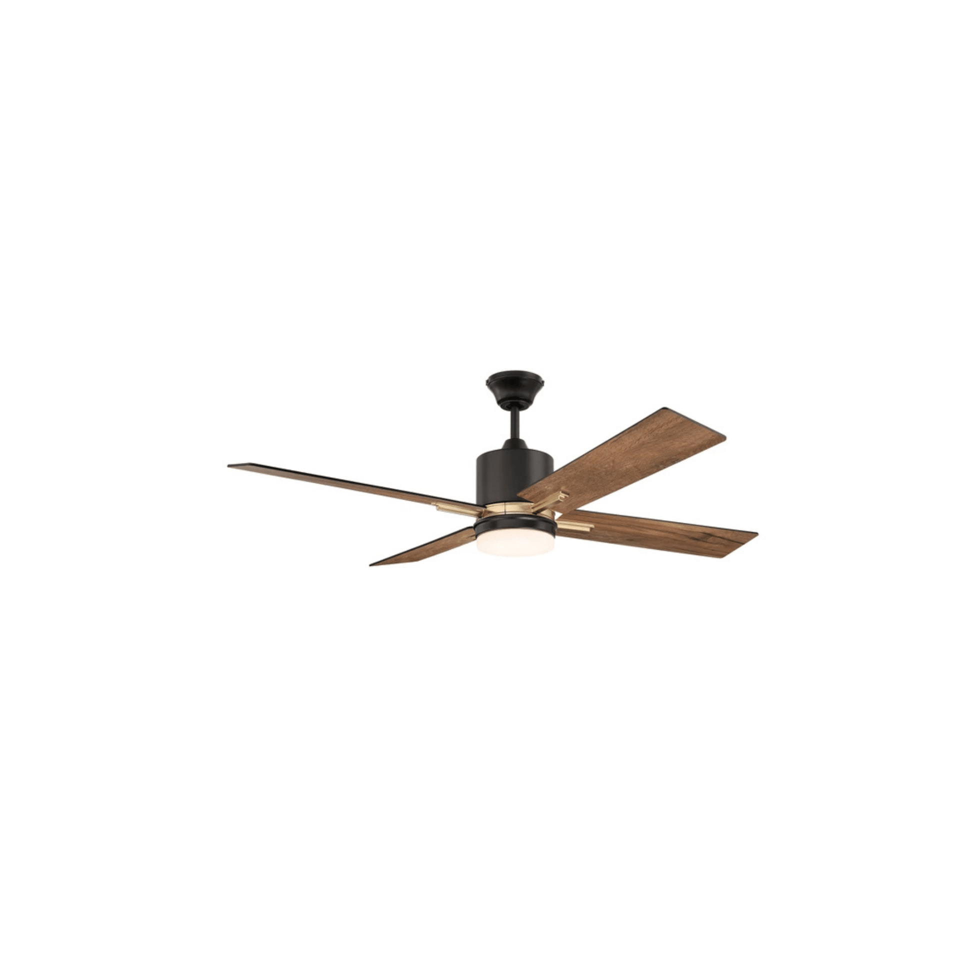 Teana 52 inch Flat Black and Satin Brass with Flat Black/Mesquite Blades Ceiling Fan - Orvon Lighting
