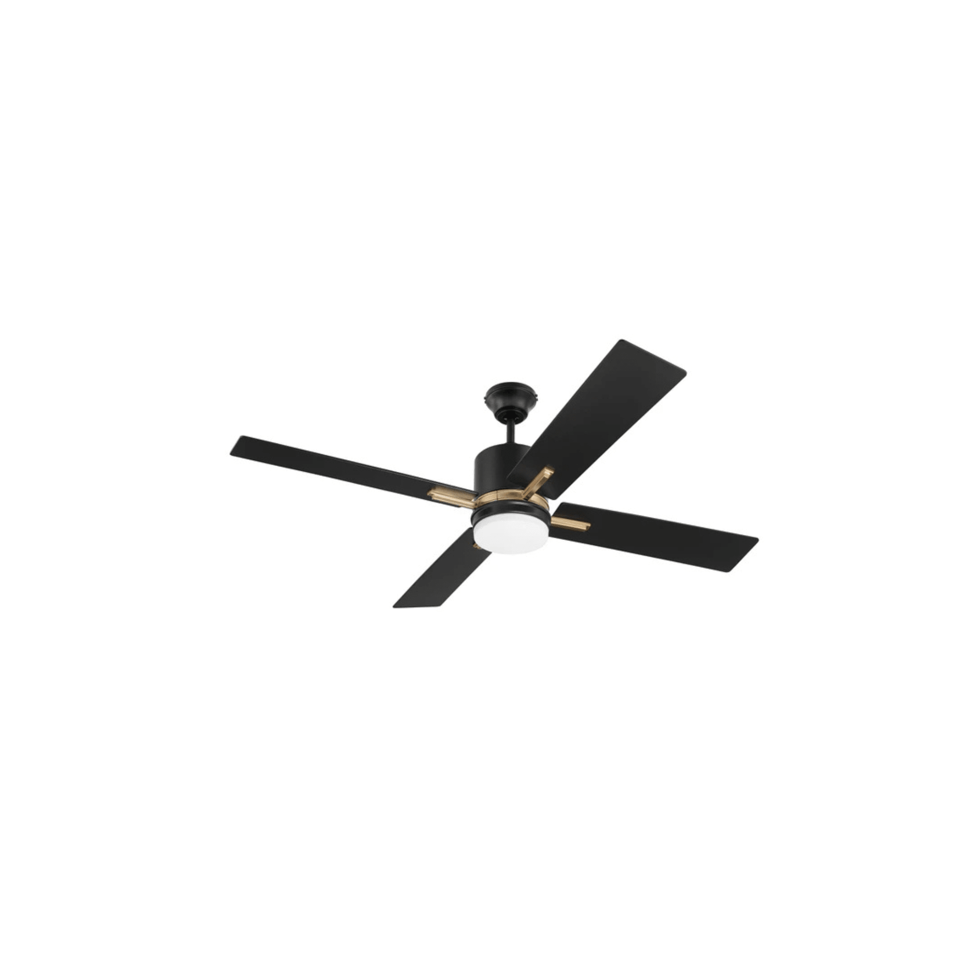 Teana 52 inch Flat Black and Satin Brass with Flat Black/Mesquite Blades Ceiling Fan - Orvon Lighting