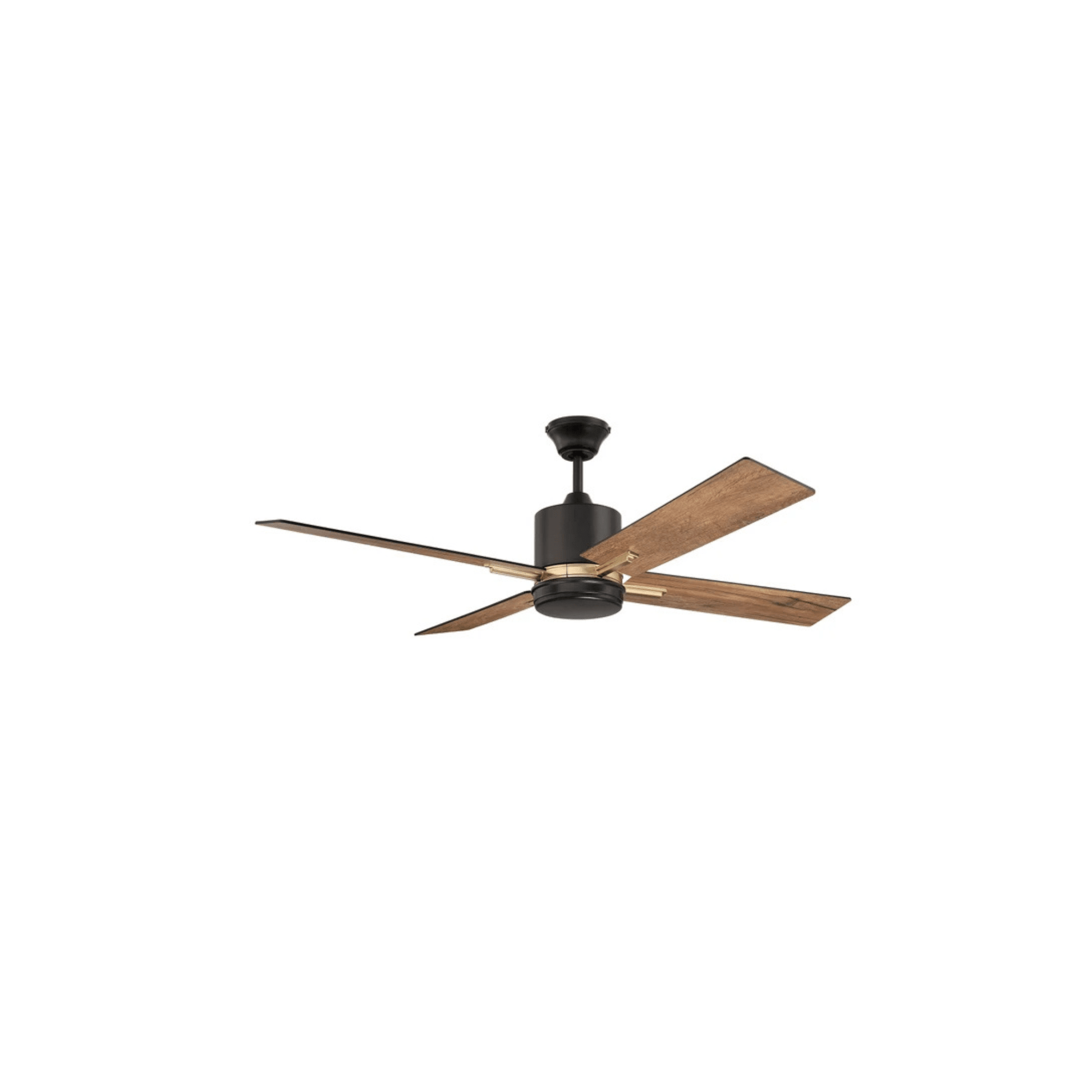 Teana 52 inch Flat Black and Satin Brass with Flat Black/Mesquite Blades Ceiling Fan - Orvon Lighting