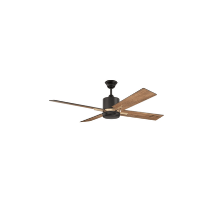 Teana 52 inch Flat Black and Satin Brass with Flat Black/Mesquite Blades Ceiling Fan - Orvon Lighting