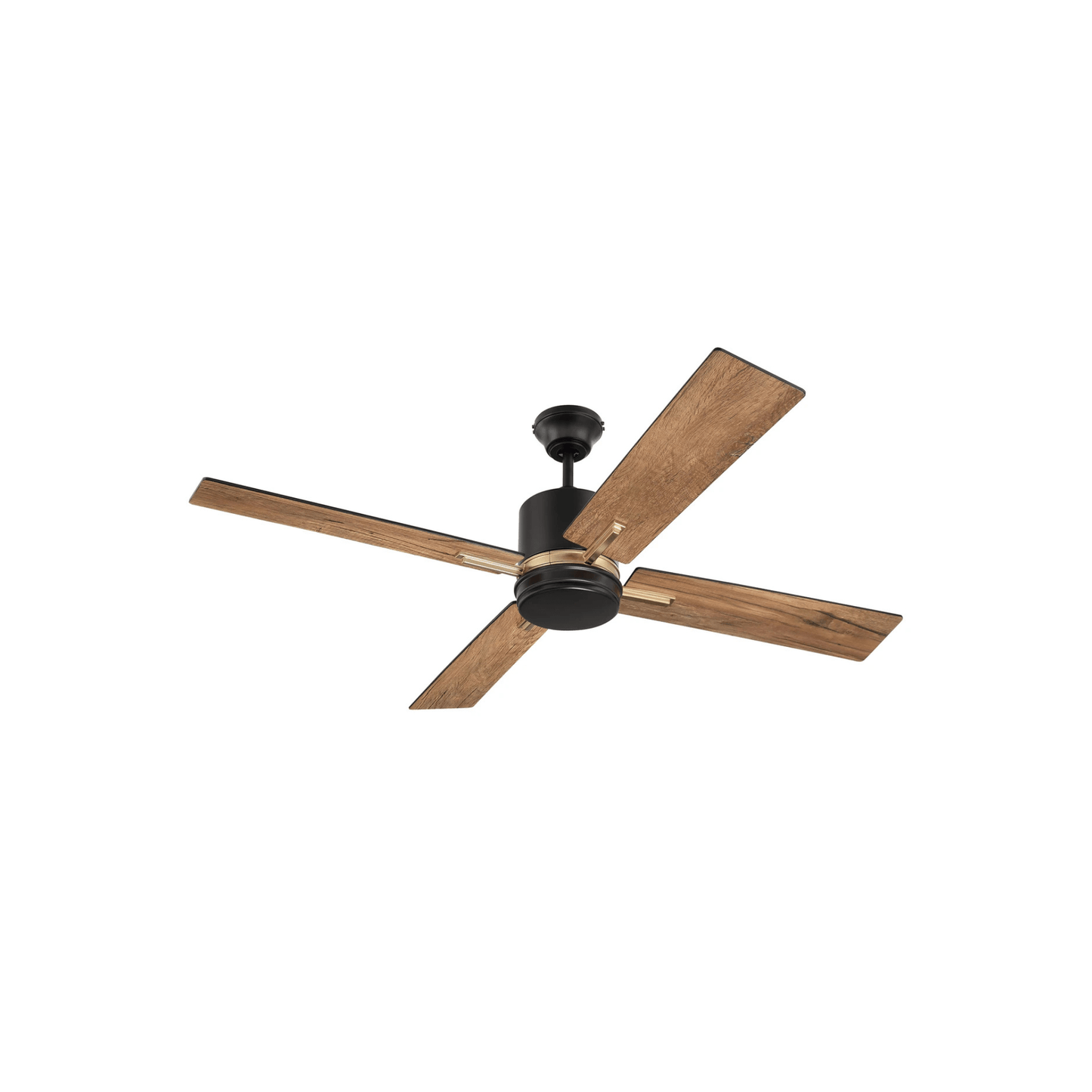 Teana 52 inch Flat Black and Satin Brass with Flat Black/Mesquite Blades Ceiling Fan - Orvon Lighting