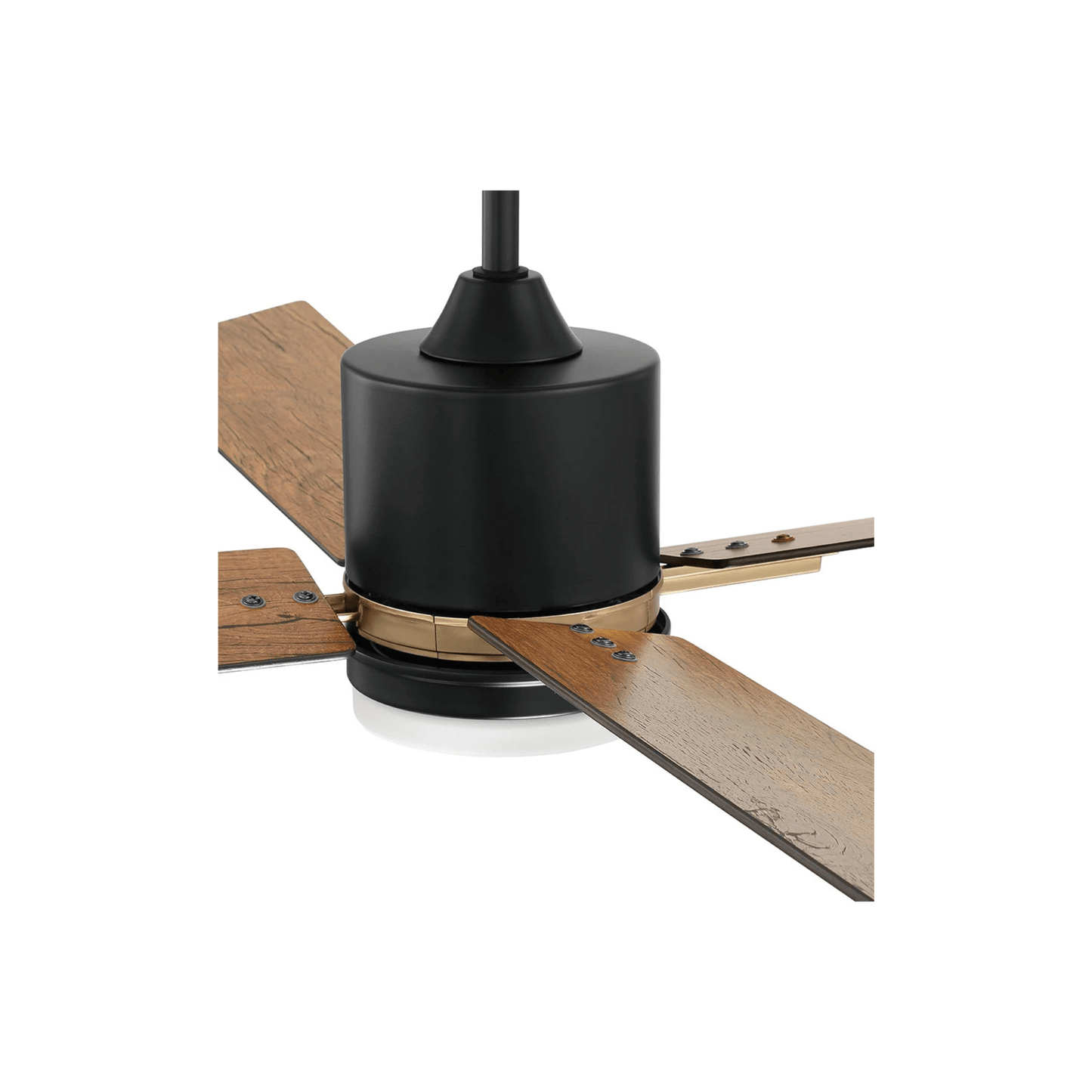 Teana 52 inch Flat Black and Satin Brass with Flat Black/Mesquite Blades Ceiling Fan - Orvon Lighting