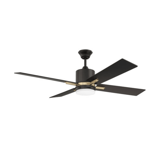 Teana 52 inch Flat Black and Satin Brass with Flat Black/Mesquite Blades Ceiling Fan - Orvon Lighting